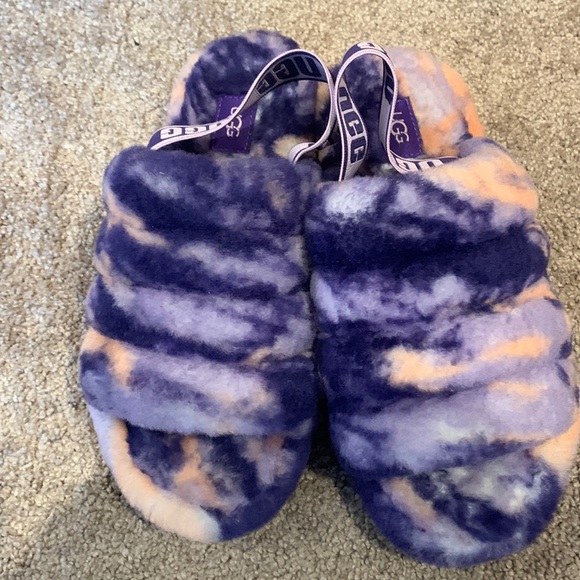 UGG Shoes - Ugh (Fluff Yeah) Dark Purple, Light Purple, and Coral Slippers Women’s size 6